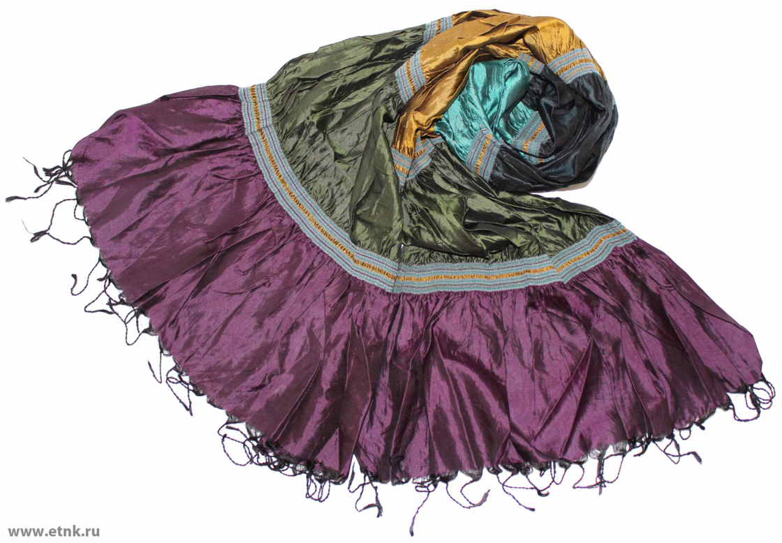 Шарф женский Ethnica, цвет: фиолетовый, зеленый. 937350. Размер 30 см x 180 см