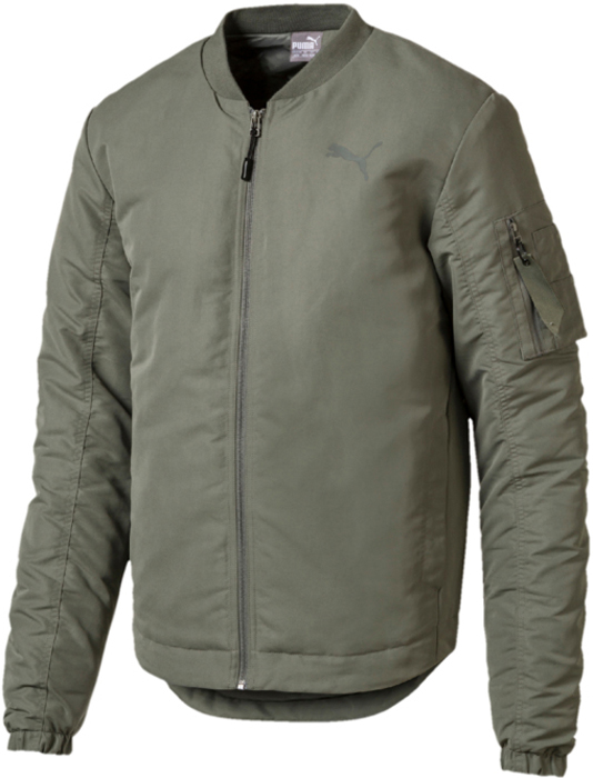 Бомбер мужской Puma Style Bomber, цвет: оливковый. 59486439. Размер L (48/50)