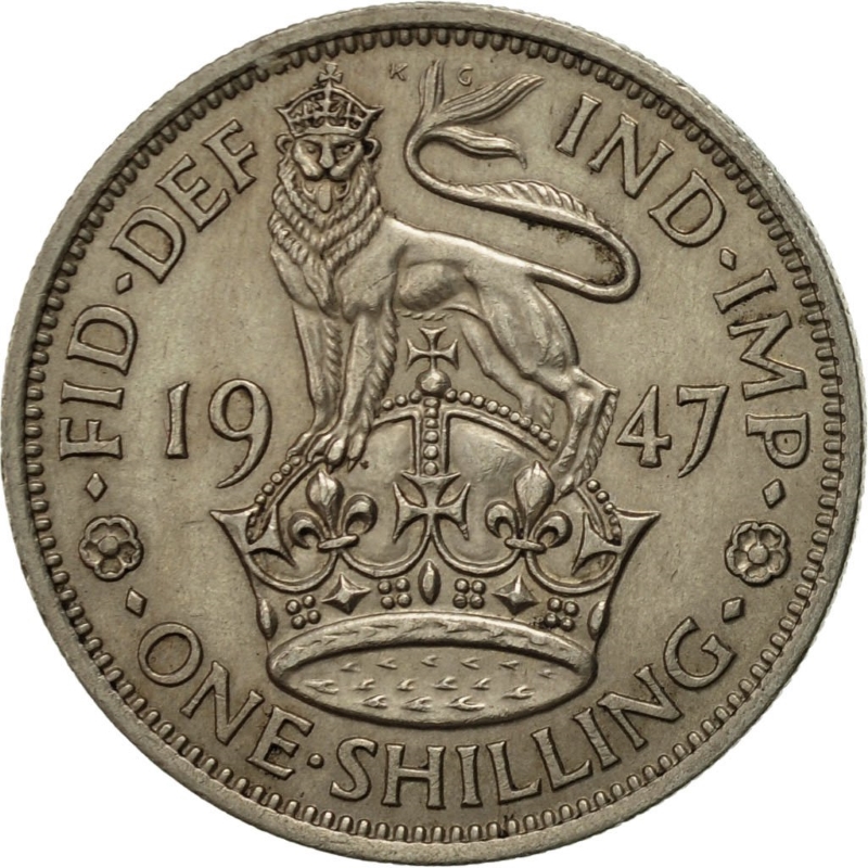 Монета номиналом 1 шиллинг. Великобритания (Англия), 1947 год