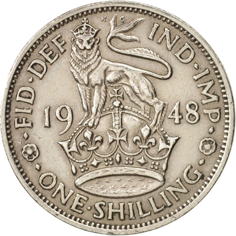 Монета номиналом 1 шиллинг. Великобритания (Англия), 1948 год