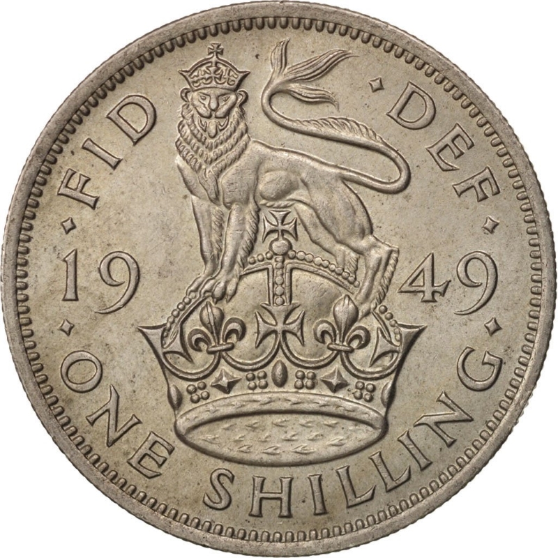 Монета номиналом 1 шиллинг. Великобритания (Англия), 1949 год