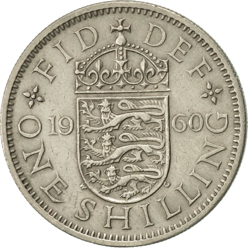 Монета номиналом 1 шиллинг. Великобритания (Англия), 1960 год