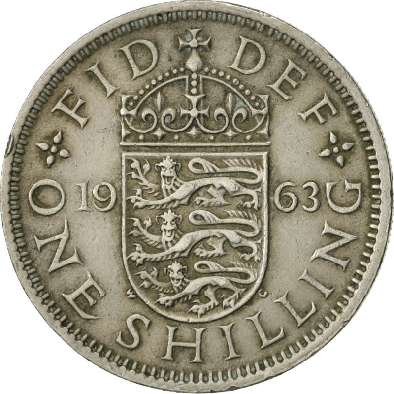 Монета номиналом 1 шиллинг. Великобритания (Англия), 1963 год