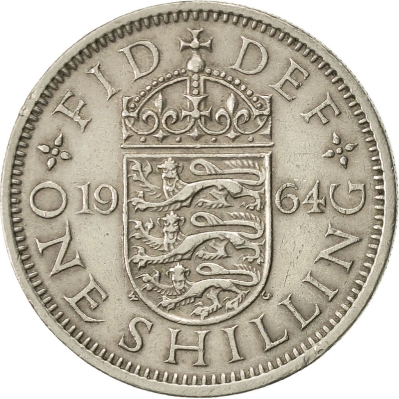 Монета номиналом 1 шиллинг. Великобритания (Англия), 1964 год