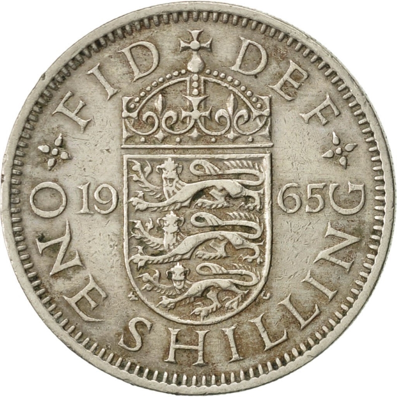 Монета номиналом 1 шиллинг. Великобритания (Англия), 1965 год