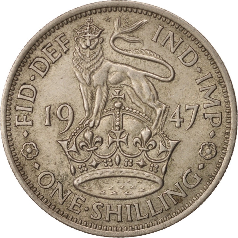 Монета номиналом 1 шиллинг. Великобритания (Шотландия), 1947 год