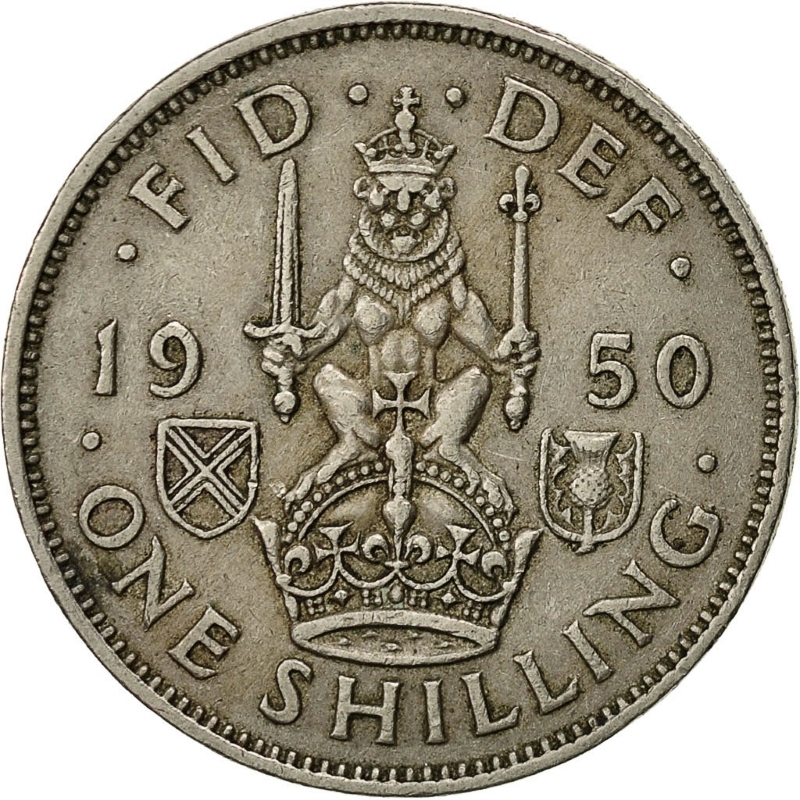 Монета номиналом 1 шиллинг. Великобритания (Шотландия), 1950 год