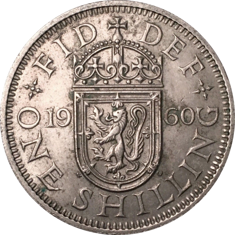 Монета номиналом 1 шиллинг. Великобритания (Шотландия), 1960 год