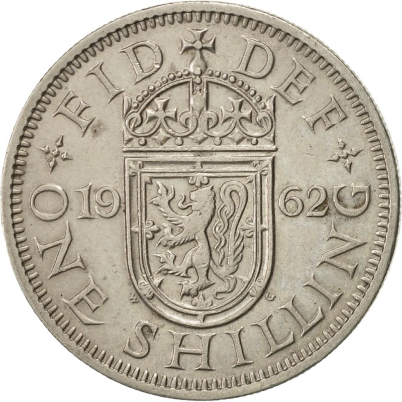 Монета номиналом 1 шиллинг. Великобритания (Шотландия), 1962 год
