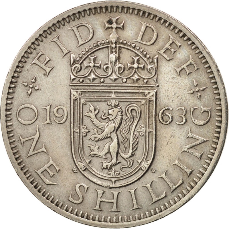 Монета номиналом 1 шиллинг. Великобритания (Шотландия), 1963 год