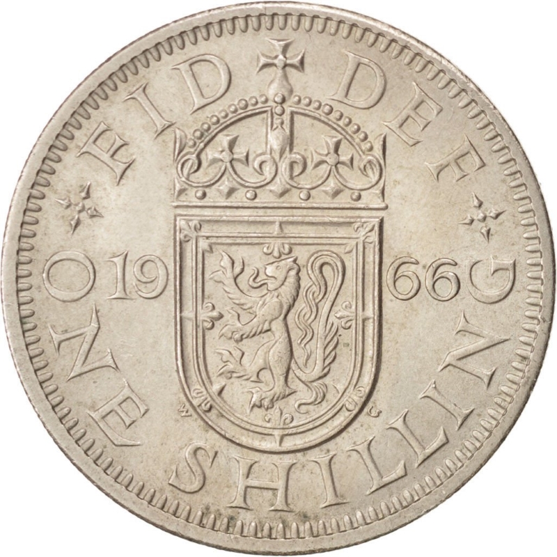 Монета номиналом 1 шиллинг. Великобритания (Шотландия), 1966 год