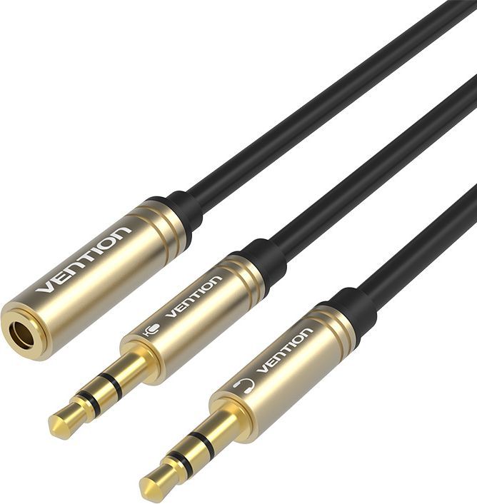 Vention BBDBF Jack 3.5 mm - 2 х Jack 3.5 mm, Black кабель-разветвитель (1 м) кабель jack jack vention кабель minijack jack 2 m