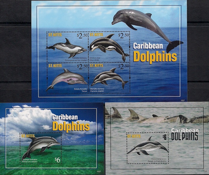 Дельфины Карибов, Сент - Китс. Малый лист + 2 блока