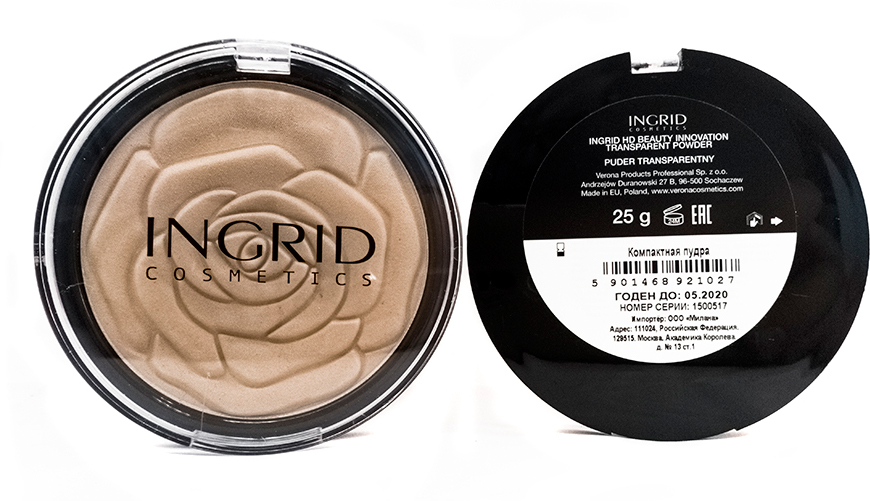 Verona Products Professional Ingrid CosmeticsКомпактная пудра HD Beauty Innovation Матовая кожа, цвет: прозрачный, 25 г