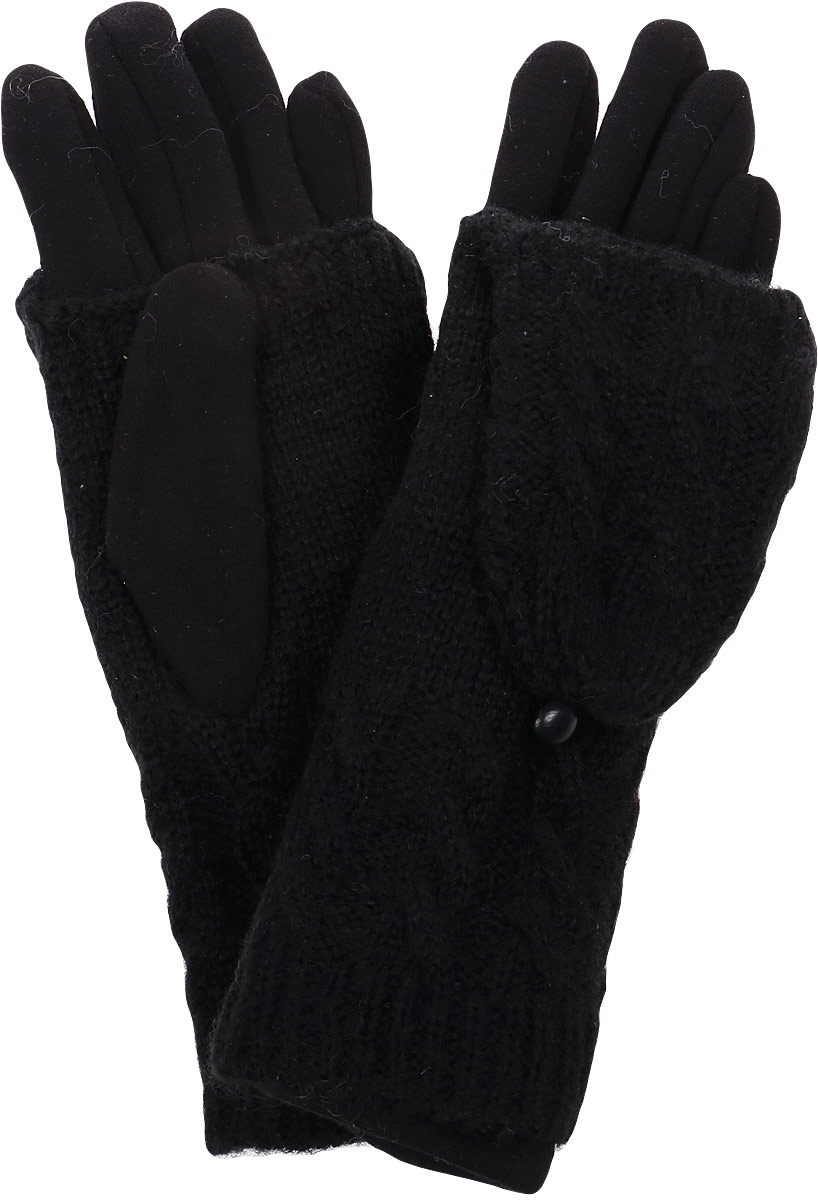 Перчатки женские Zemsa, цвет: черный. 56183-1. Размер 8,5