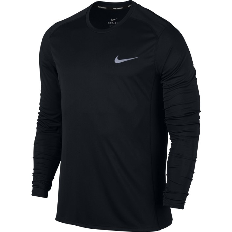Лонгслив мужской Nike Dry Miler Running Top, цвет: черный. 833593-010. Размер XL (52/54)