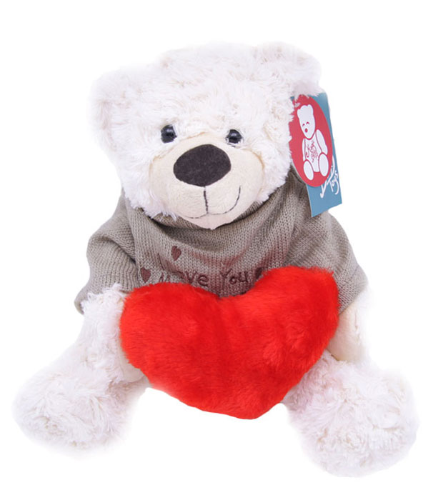 Magic Bear Toys Мягкая игрушка Мишка Этан в свитере с сердцем 28 см