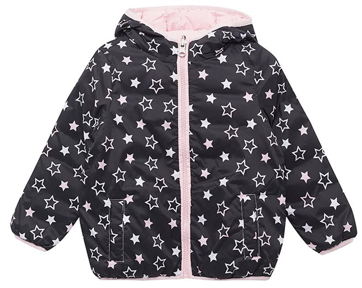 Куртка для девочек United Colors of Benetton, цвет: черный, розовый. 2XD853BS0_905. Размер 150