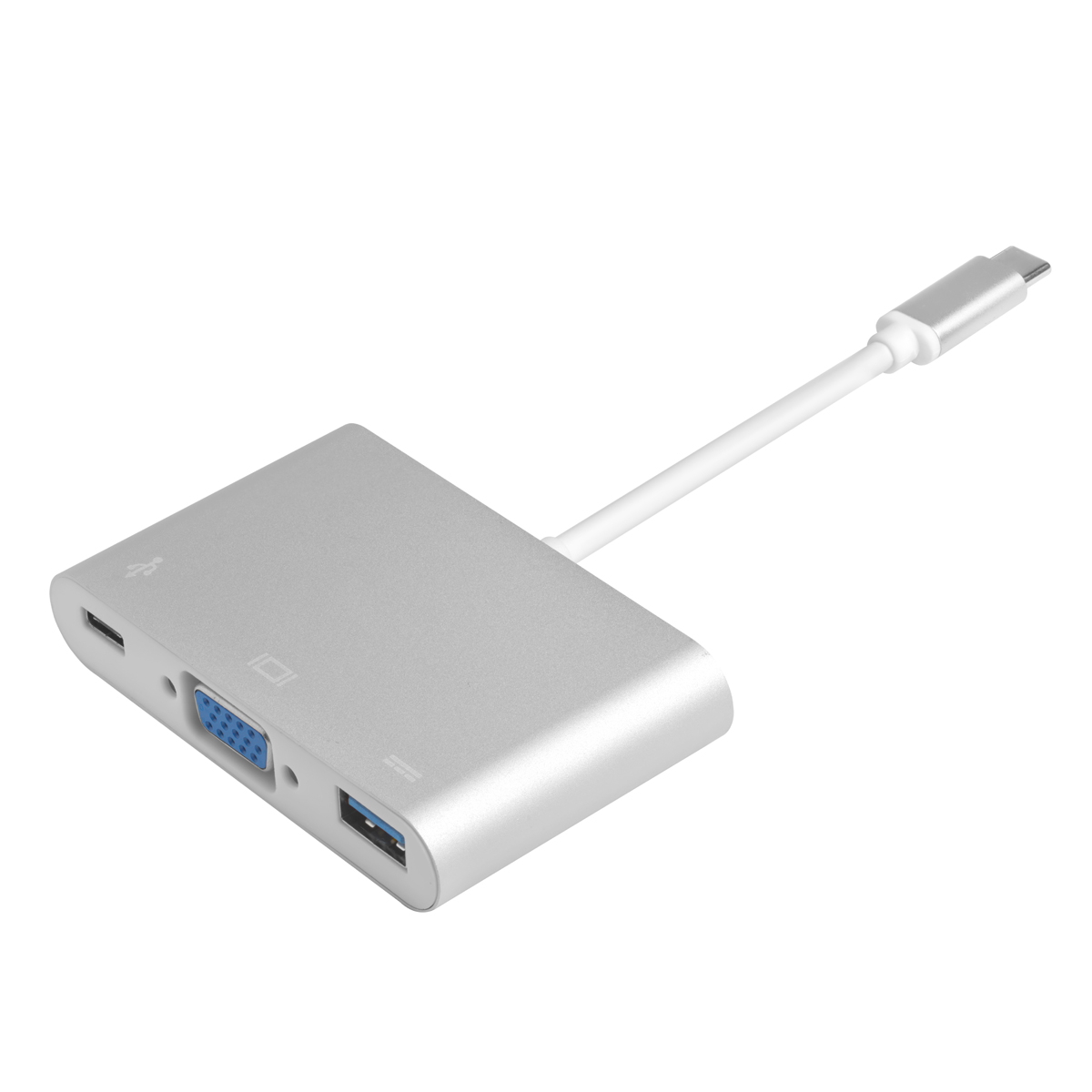 GCR GCR-AP25, Silver переходник USB Type-C - VGA + USB 3.0 + Type C