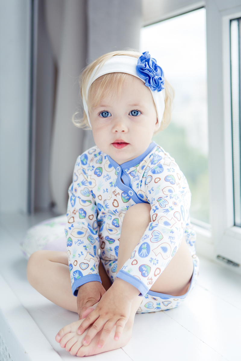 Повязка на голову для девочки Lucky Child, цвет: голубой, белый, 2 шт. 30-82. Размер 38