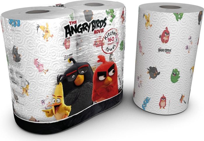 Полотенца бумажные World Cart Angry Birds, двухслойные, 2 рулона
