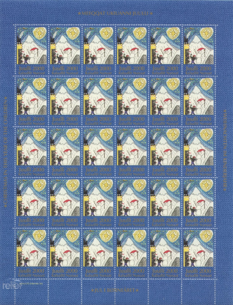 Лист непочтовых марок. Гренландия. Рождество. 2000 год