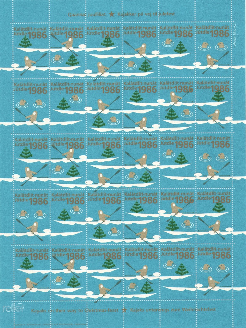 Лист непочтовых марок. Гренландия. Рождество. 1986 год