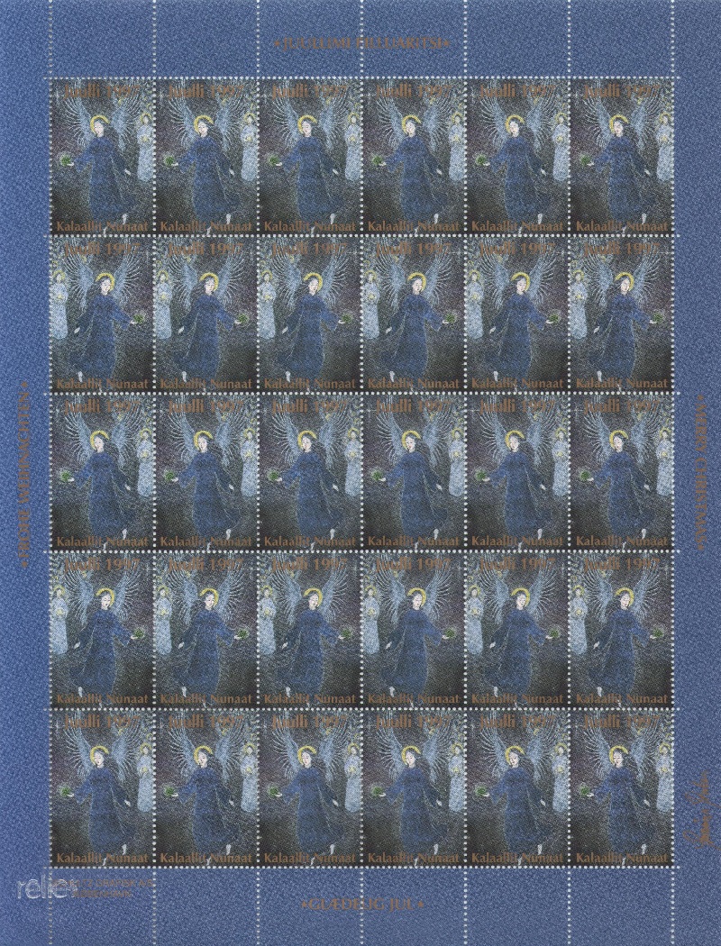 Лист непочтовых марок. Гренландия. Рождество. 1997 год