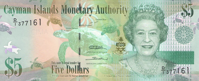 Банкнота номиналом 5 долларов. Кайманские о-ва. 2010 год