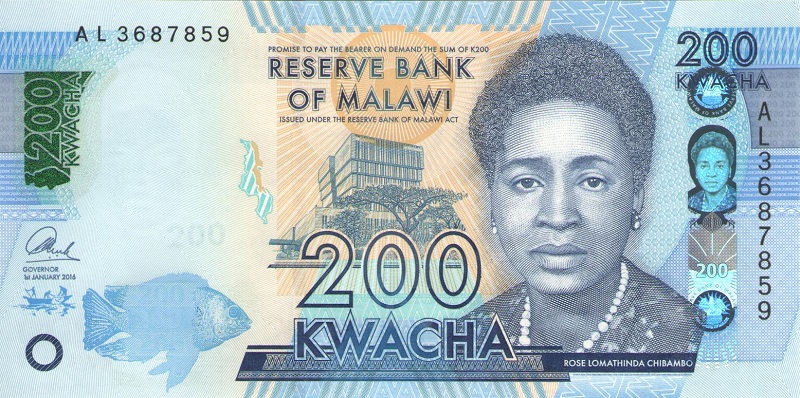 Банкнота номиналом 200 квача. Малави. 2016 год