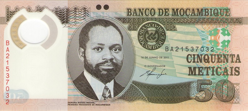 Банкнота номиналом 50 метикалов. Мозамбик. 2011 год