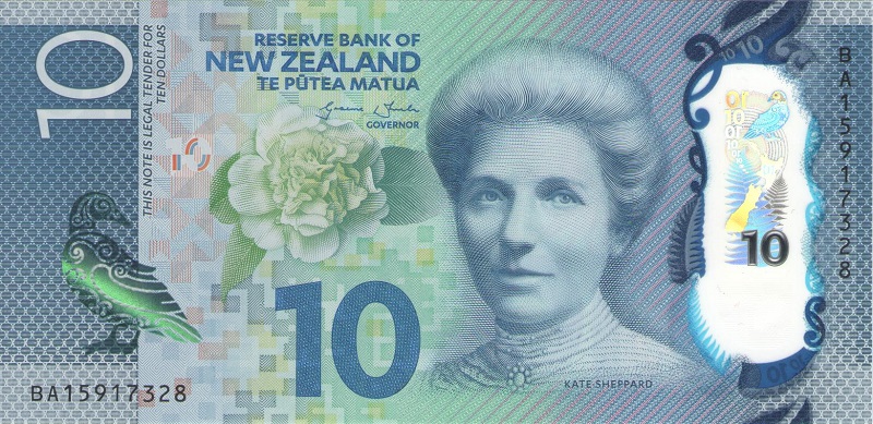 Банкнота номиналом 10 долларов. Новая Зеландия. 2015 год