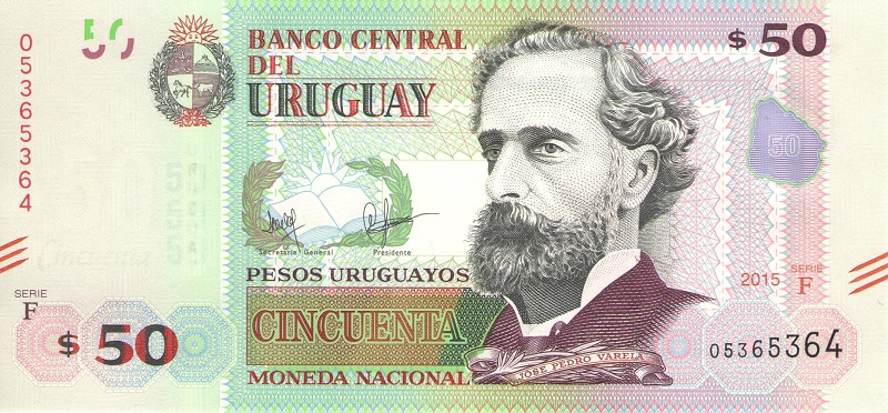 Банкнота номиналом 50 песо. Уругвай. 2015 год