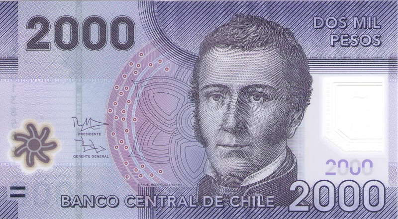 Банкнота номиналом 2000 песо. Чили. 2013 год