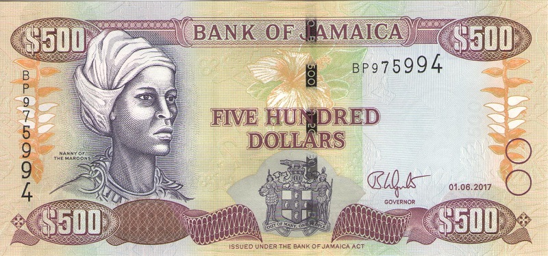 Банкнота номиналом 500 долларов. Ямайка. 2017 год