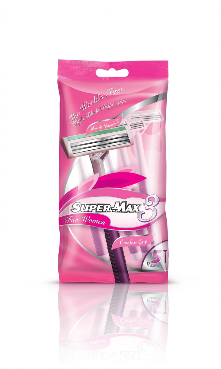 Super-Max 3 for Women Одноразовые станки с тройным лезвием, 5 шт
