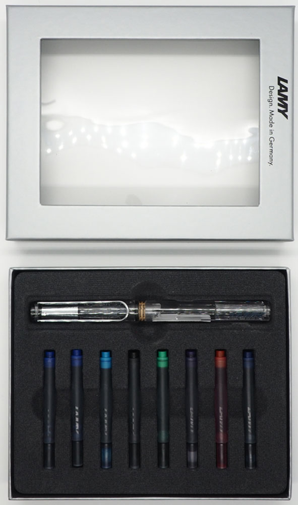Lamy Набор: ручка перьевая Vista цвет корпуса прозрачный + картриджи 8 шт