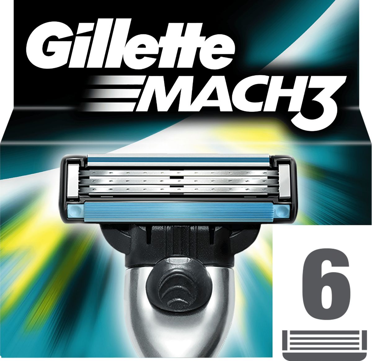 Gillette Mach 3 Сменные кассеты для мужской бритвы, 6 шт