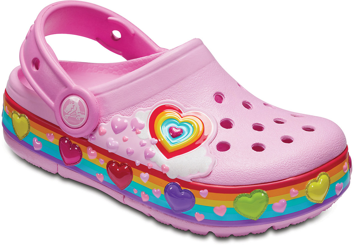 Сабо для девочки Crocs Crocband FunLab Lights Clog K, цвет: розовый. 204984-6I2. Размер C7 (24)