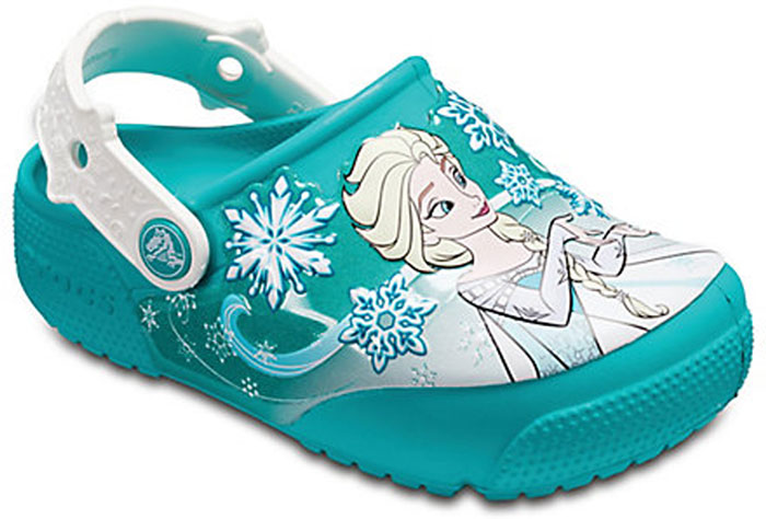 Сабо для девочки Crocs FunLab Frozen Lights Clog K, цвет: бирюзовый. 205012-3N9. Размер C5 (22)