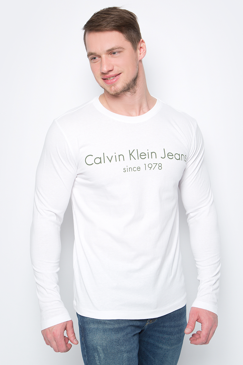Футболка с длинным рукавом мужская Calvin Klein Jeans, цвет: белый. J30J306887_1120. Размер S (44/46)