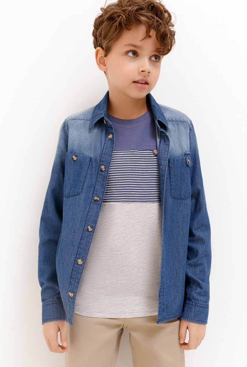 Рубашка для мальчика Acoola Mars, цвет: синий. 20110280065_500. Размер 140