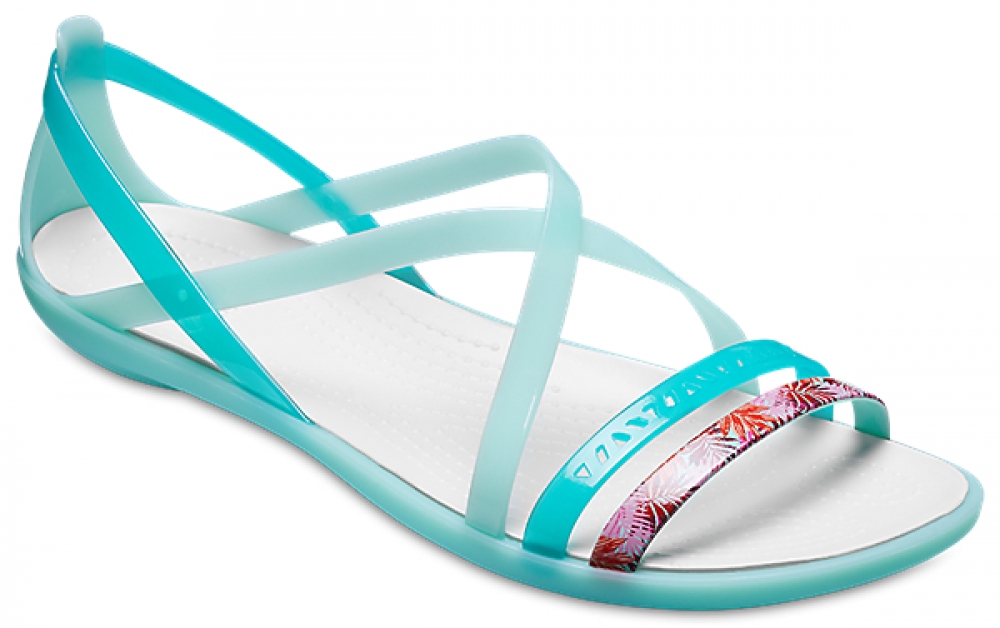 Сандалии женские Crocs Isabella Cut-Out Graphic Strappy Sandals, цвет: бирюзовый. 205150-35I. Размер 9 (39)