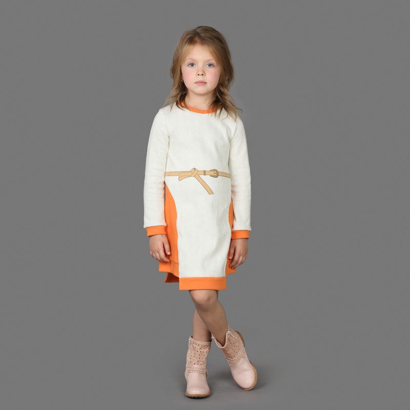 Платье для девочки Ёмаё, цвет: белый, оранжевый. 12-503. Размер 116