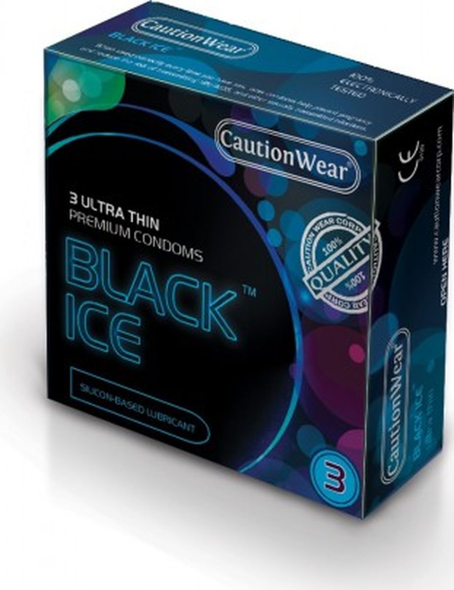 CautionWear Black Ice Презервативы ультратонкие, экстра чувствительные, 3 шт CautionWear Black Ice Презервативы ультратонкие, экстра чувствительные, 3 шт