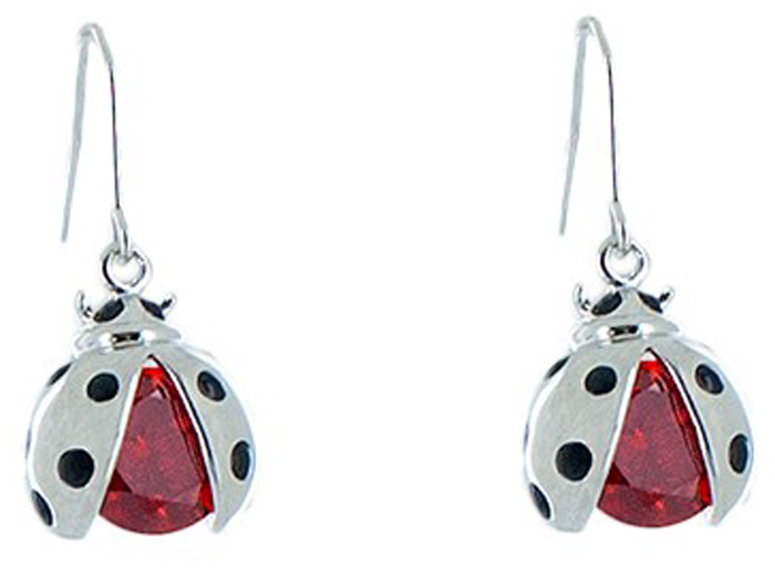 Серьги женские Taya, цвет: серебристый, красный. T-B-4793-EARR-RH.RED