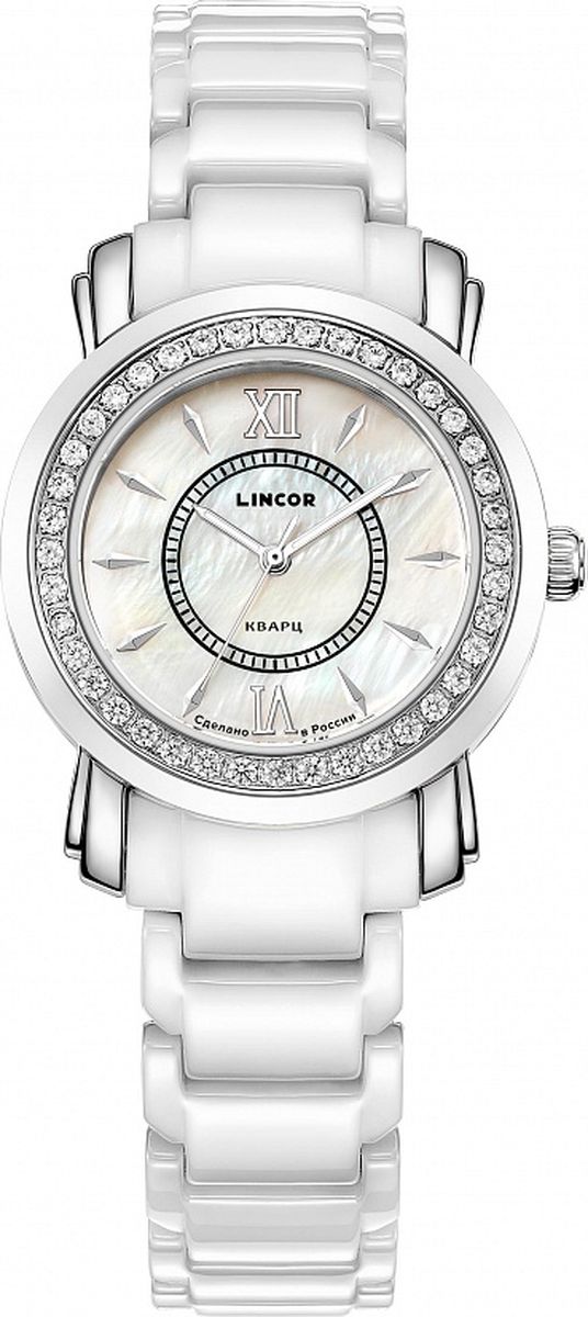 Часы наручные женские Lincor, цвет: белый. 1197S16B3