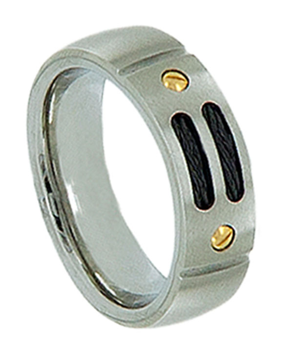 Кольцо мужское Taya, цвет: серебристый, черный. T-B-5332-RING-RH.BLACK. Размер 22