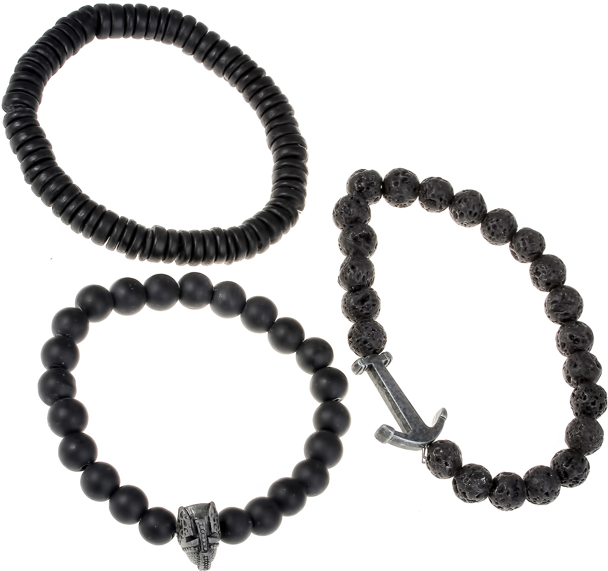 Набор браслетов Teosa, цвет: черный, серебристый, 3 шт. T-NBR-147