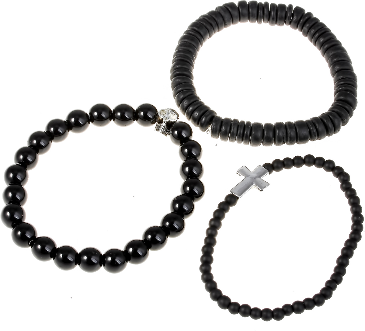 Набор браслетов Teosa, цвет: черный, серебристый, 3 шт. T-NBR-150